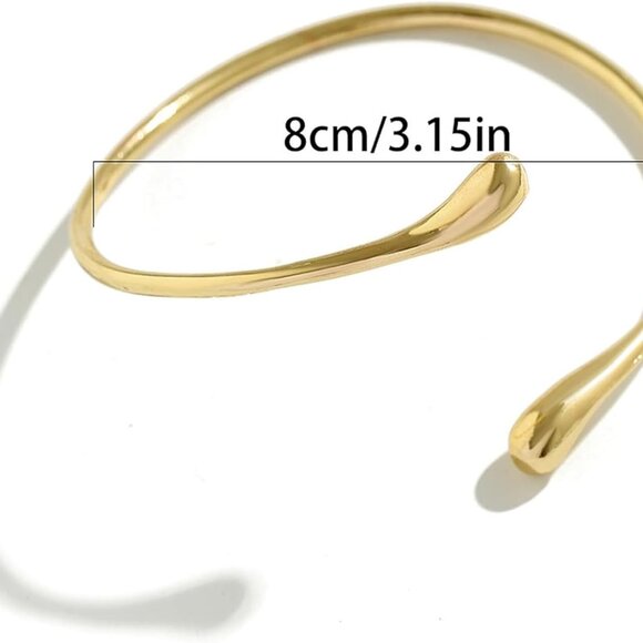 Gold Arm Cuff Bracelet for Women, Adjustable, Open Style, Elegant Jewelry - Picture 6 of 6